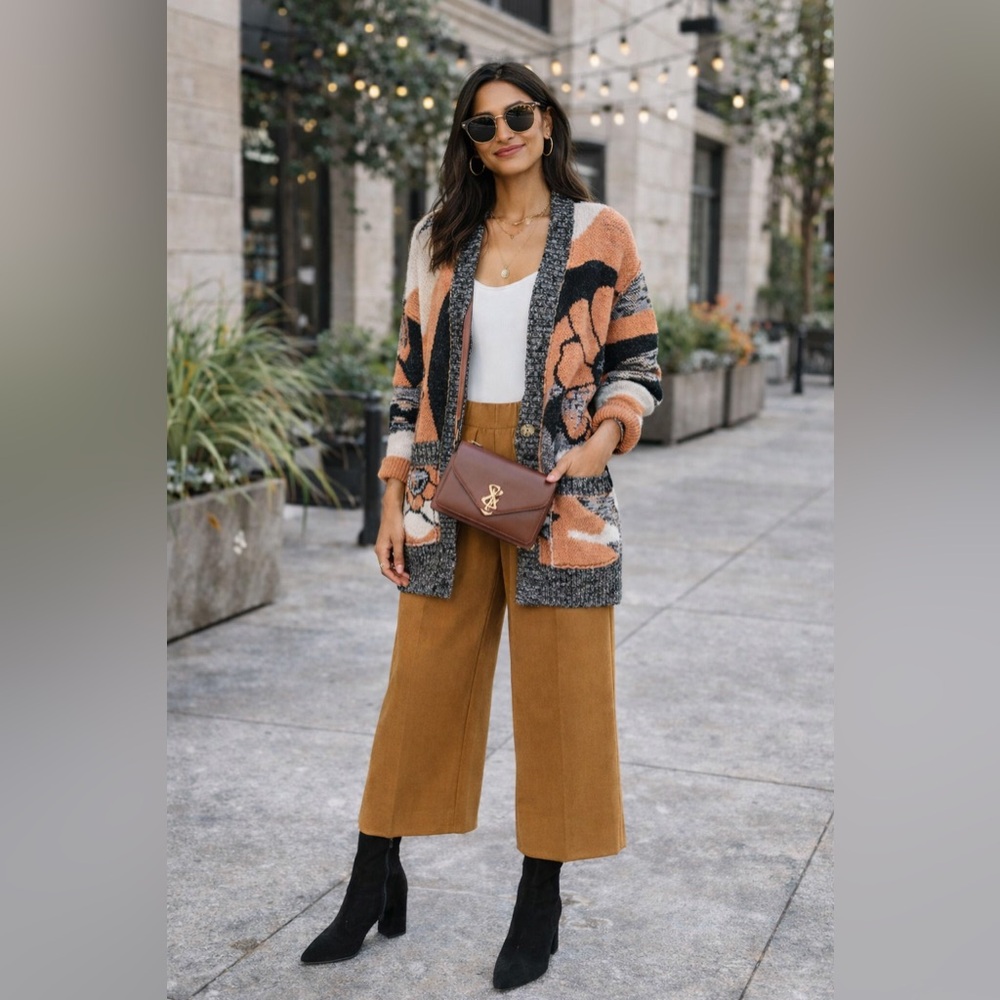 LAST CHANCE Free People August Orchid Orange Oversize Cardigan - Picture 3 of 8